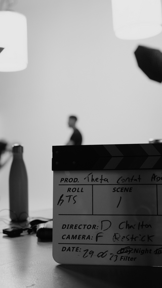 Behind the scenes during a THETA media content creation shoot day.