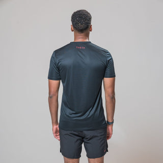 Back view of our THETA core t-shirt. Made for functional fitness and general gym wear use. Also featuring our core shorts. 