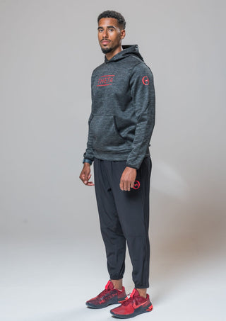 Complete look of our THETA thermo hoodie and THETA core trackies. Finished with red nike metcon 8's.